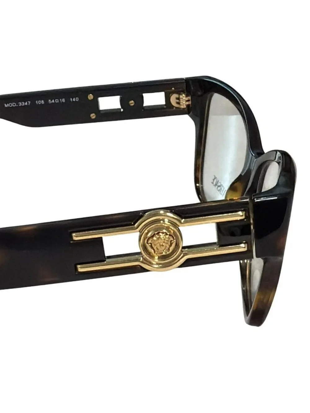 Versace Tortoise Cat Eye RX Glasses Gold Medusa New 3347